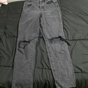 Black Ripped Dad Jeans